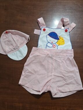 Vintage Baseball Overalls 6-12m